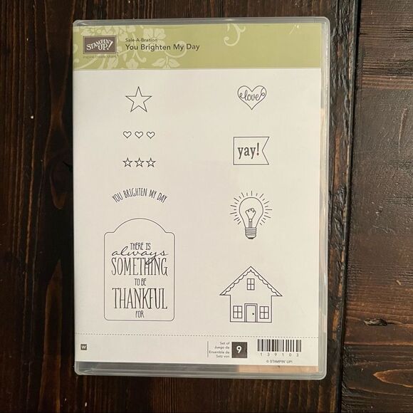 Stampin’Up You Brighten My Day 9 piece Wood Stamp Set - Picture 1 of 5